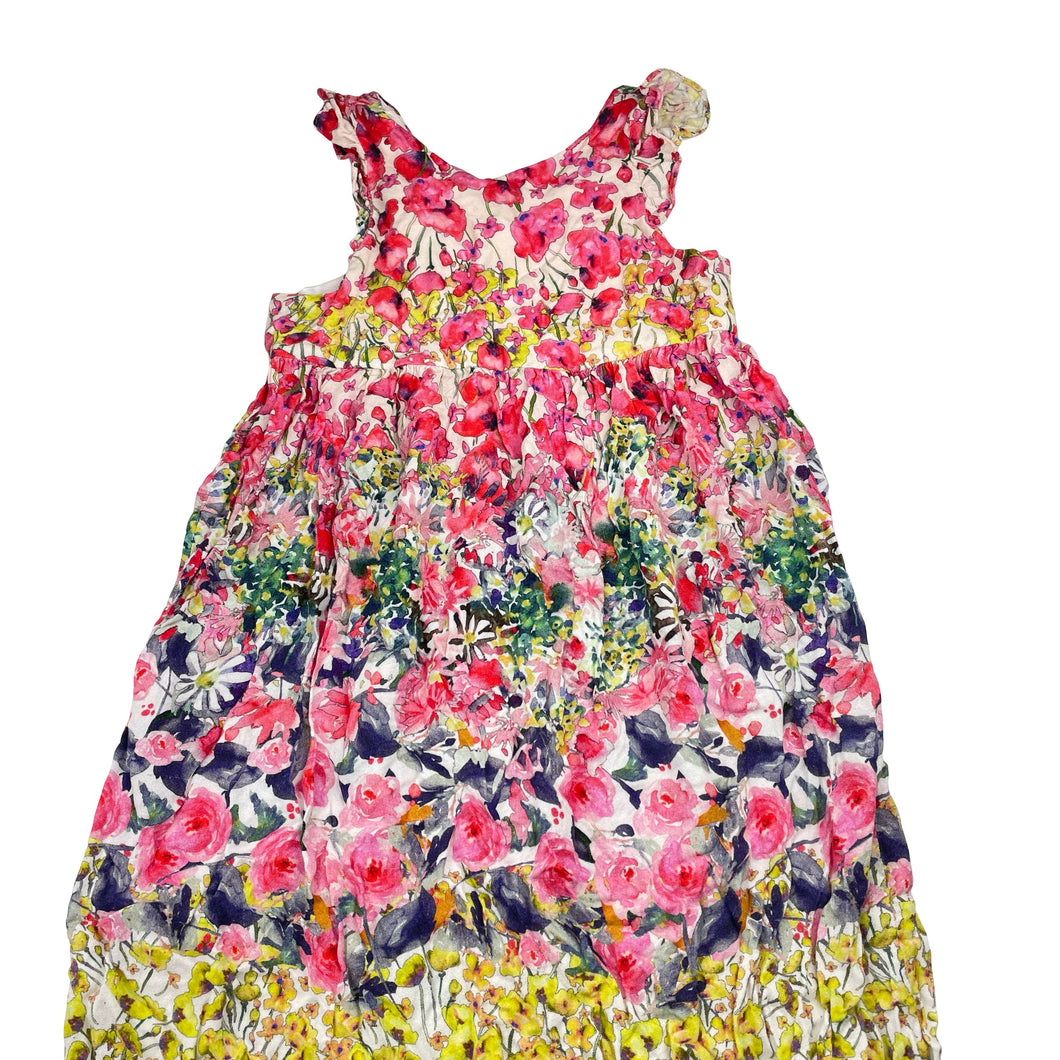 Girls Zara, colourful floral lightweight summer dress, FUC, size 8, L: 75cm