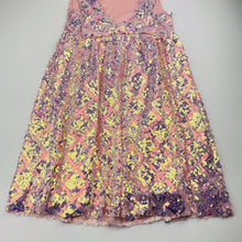 Load image into Gallery viewer, Girls Zara, cotton-lined irridescent sequin party dress, GUC, size 13-14, L: 80cm