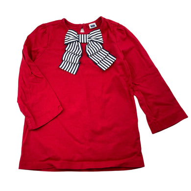 Girls JANIE AND JACK, red cotton top, navy & white bow, GUC, size 6,  
