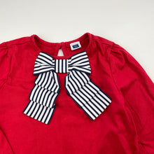 Load image into Gallery viewer, Girls JANIE AND JACK, red cotton top, navy &amp; white bow, GUC, size 6,  