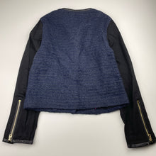 Load image into Gallery viewer, Girls Juicy Couture, navy sparkle boucle jacket *faux leather scuffed right cuff*, NEW, size 10,  