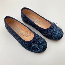 Load image into Gallery viewer, Shoes Angelitos, navy glitter leather shoes, made in Spain, EU 31, EUC, size 13,  