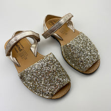 Load image into Gallery viewer, Shoes Angelitos, gold glitter leather sandals, made in Spain, EU 32, GUC, size 13-1,  