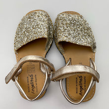 Load image into Gallery viewer, Shoes Angelitos, gold glitter leather sandals, made in Spain, EU 32, GUC, size 13-1,  