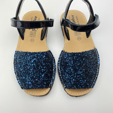 Load image into Gallery viewer, Shoes Angelitos, navy glitter leather sandals, made in Spain, EU 31, NEVER WORN, EUC, size 13,  