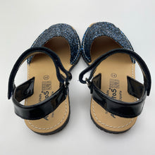 Load image into Gallery viewer, Shoes Angelitos, navy glitter leather sandals, made in Spain, EU 31, NEVER WORN, EUC, size 13,  