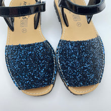 Load image into Gallery viewer, Shoes Angelitos, navy glitter leather sandals, made in Spain, EU 31, NEVER WORN, EUC, size 13,  