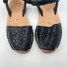 Load image into Gallery viewer, Shoes ViLa Australia, black glitter leather sandals, hand made in Spain, EU 33, NEVER WORN, EUC, size 1.5,  