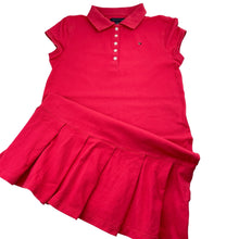 Load image into Gallery viewer, Girls TOMMY HILFIGER, red cap-sleeve polo dress, GUC, size 12, L: 70cm
