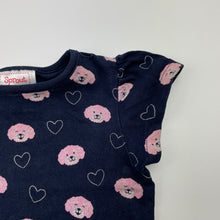 Load image into Gallery viewer, Girls Sprout, navy cotton tee / top, dogs, FUC, size 0,  
