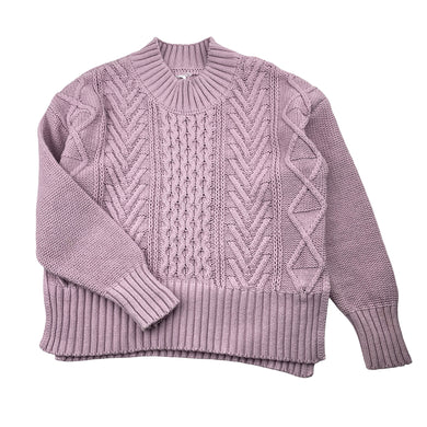 Girls purple, cotton knit sweater / jumper, no labels, armpit-armpit: 37cm, armpit-cuff: 33cm, FUC, size 7-8,  