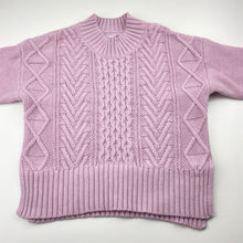 Load image into Gallery viewer, Girls purple, cotton knit sweater / jumper, no labels, armpit-armpit: 37cm, armpit-cuff: 33cm, FUC, size 7-8,  