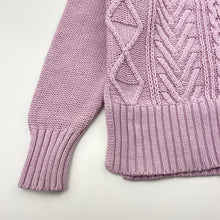 Load image into Gallery viewer, Girls purple, cotton knit sweater / jumper, no labels, armpit-armpit: 37cm, armpit-cuff: 33cm, FUC, size 7-8,  