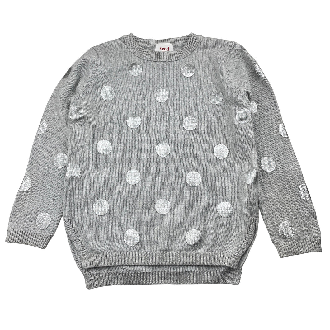 Girls Seed, knitted cotton sweater / jumper (light marks cuff & elbow), FUC, size 4-5,  