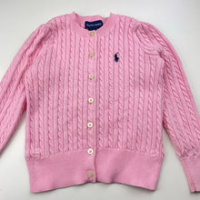 Load image into Gallery viewer, Girls RALPH LAUREN, pink cotton cable knit cardigan (marks on cuffs), FUC, size 5,  