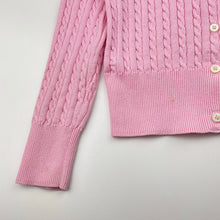 Load image into Gallery viewer, Girls POLO RALPH LAUREN, pink cotton cable knit cardigan (marks cuffs &amp; lower front), FUC, size 7,  