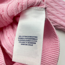 Load image into Gallery viewer, Girls POLO RALPH LAUREN, pink cotton cable knit cardigan (marks cuffs &amp; lower front), FUC, size 7,  