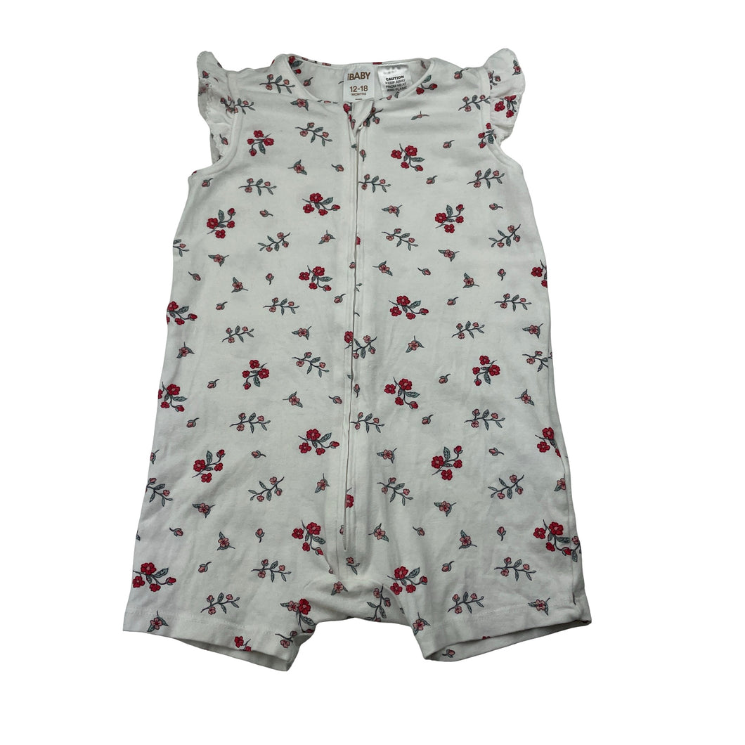 Girls Cotton On, stretchy floral zip romper, EUC, size 1,  