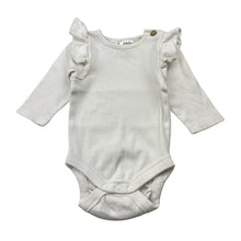 Load image into Gallery viewer, Girls Dymples, ribbed ruffle bodysuit / romper, FUC, size 000,  