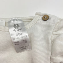 Load image into Gallery viewer, Girls Dymples, ribbed ruffle bodysuit / romper, FUC, size 000,  