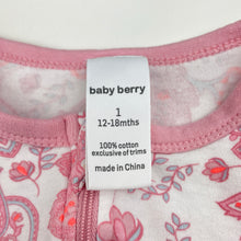 Load image into Gallery viewer, Girls Baby Berry, cotton zip coverall / romper, GUC, size 1,  