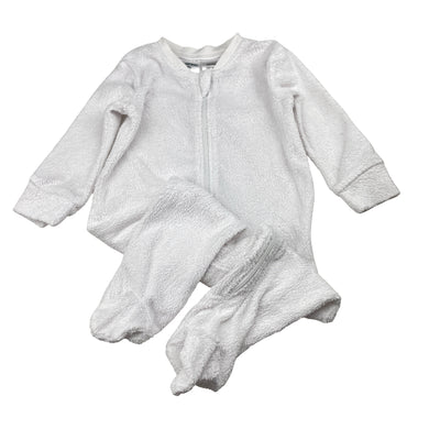 Unisex Anko, white terry zip coverall / romper, GUC, size 0,  