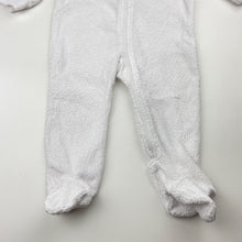 Load image into Gallery viewer, Unisex Anko, white terry zip coverall / romper, GUC, size 0,  