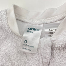 Load image into Gallery viewer, Unisex Anko, white terry zip coverall / romper, GUC, size 0,  