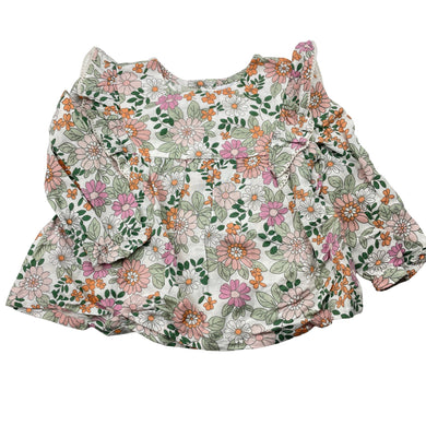 Girls Target, floral viscose / linen long sleeve top, EUC, size 1,  