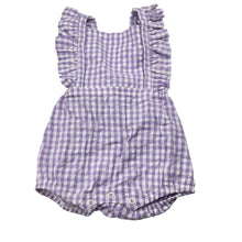 Load image into Gallery viewer, Girls Baby Berry, purple check cotton summer romper, NEW, size 00,  