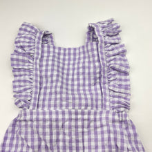 Load image into Gallery viewer, Girls Baby Berry, purple check cotton summer romper, NEW, size 00,  