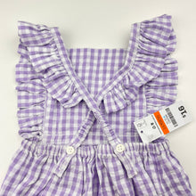 Load image into Gallery viewer, Girls Baby Berry, purple check cotton summer romper, NEW, size 00,  
