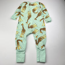 Load image into Gallery viewer, Unisex BONDS, zip Wondersuit / zippy / romper, giraffes, FUC, size 0,  