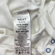 Load image into Gallery viewer, Unisex Next, white cotton bodysuit / romper, EUC, size 000,  