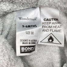 Load image into Gallery viewer, Unisex BONDS, grey terry Wondersuit romper, EUC, size 00,  