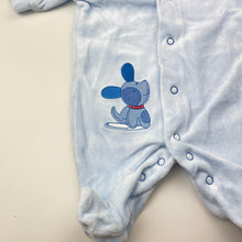 Load image into Gallery viewer, Unisex Baby World, embroidered velour romper, dog, EUC, size 0000,  