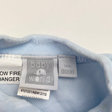 Load image into Gallery viewer, Unisex Baby World, embroidered velour romper, dog, EUC, size 0000,  