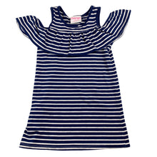 Load image into Gallery viewer, Mango blue &amp; white stripe soft stretchy party dress, size 4, Pre-loved