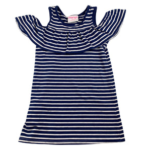 Mango blue & white stripe soft stretchy party dress, size 4, Pre-loved