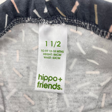 Load image into Gallery viewer, Girls Hippo + Friends, cotton leggings / bottoms, inside leg: 25.5cm, EUC, size 1,  