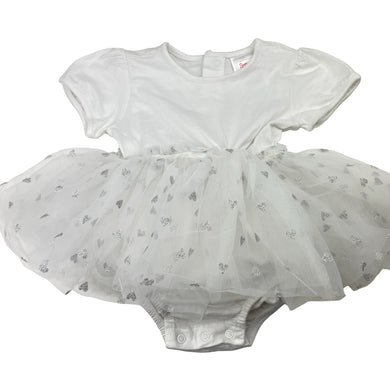 Girls Sprout, white & silver tutu romper, FUC, size 2,  