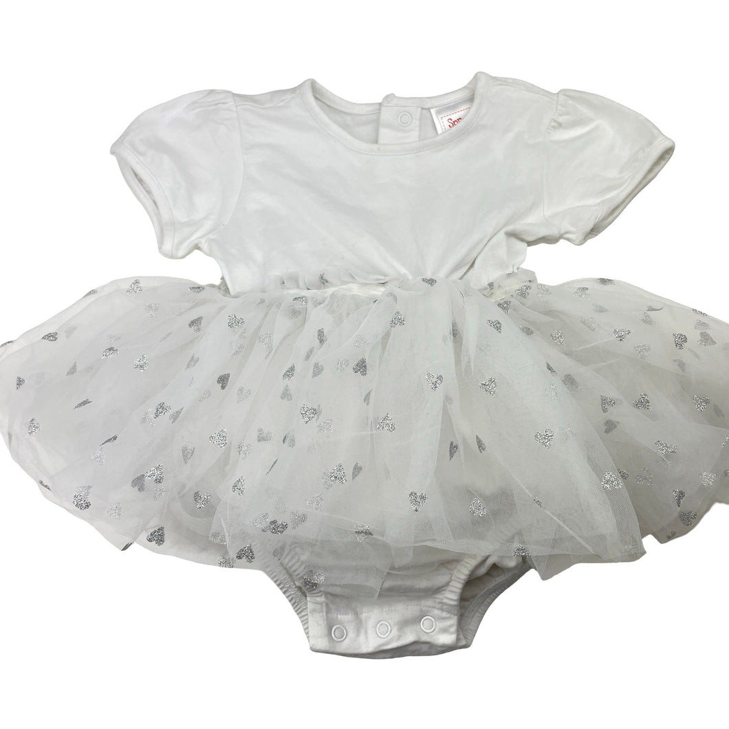 Girls Sprout, white & silver tutu romper, FUC, size 2,  
