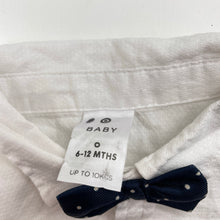 Load image into Gallery viewer, Boys Target, white cotton short sleeve shirt, navyb bowtie attached, EUC, size 0,  