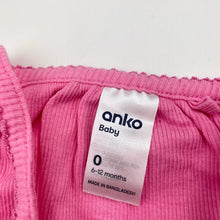 Load image into Gallery viewer, Girls Anko, pink ribbed cotton singletsuit romper, EUC, size 0,  