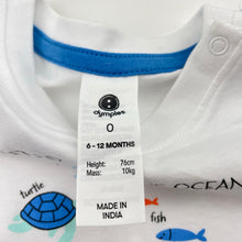 Load image into Gallery viewer, Unisex Dymples, cotton tee / top, shark, turtle, EUC, size 0,  