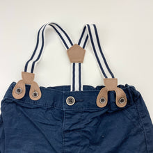 Load image into Gallery viewer, Boys Target, navy stretch cotton shorts, adjustable, braces, EUC, size 0,  