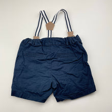 Load image into Gallery viewer, Boys Target, navy stretch cotton shorts, adjustable, braces, EUC, size 0,  