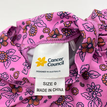 Load image into Gallery viewer, Girls Cancer Council, floral long sleeve rashie / swim top, GUC, size 0,  
