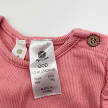 Load image into Gallery viewer, Girls Dymples, ribbed ruffle bodysuit / romper, GUC, size 000,  