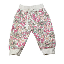 Load image into Gallery viewer, Girls Baby Berry, floral fleece-lined track pants, elasticated, EUC, size 0,  